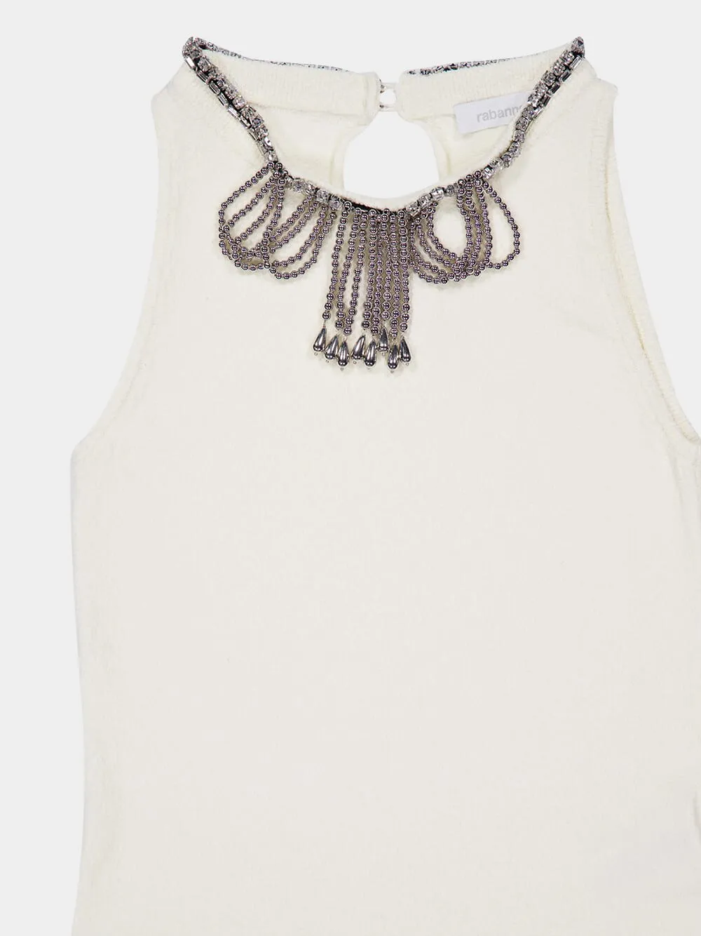 Cream Sleeveless Jeweled Knit Top sold by Fashion Clinic product image thumbnail 3
