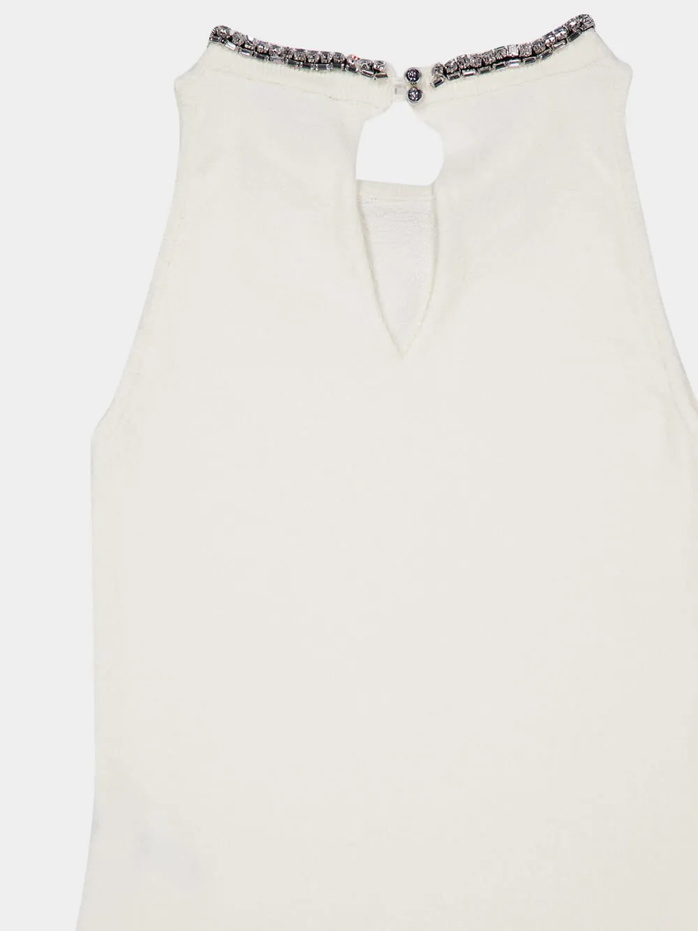 Cream Sleeveless Jeweled Knit Top sold by Fashion Clinic product image thumbnail 4
