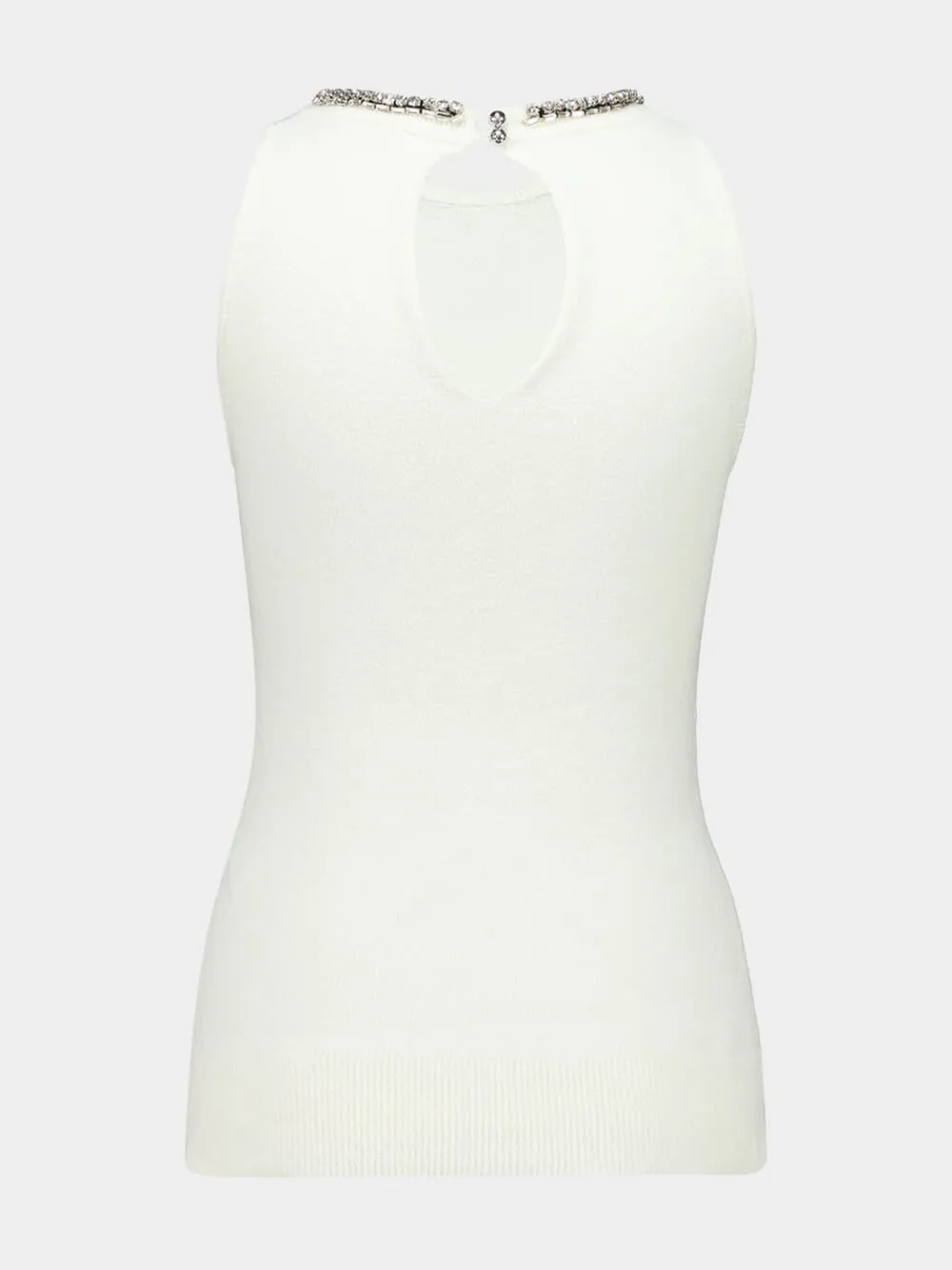 Cream Sleeveless Jeweled Knit Top sold by Fashion Clinic product image thumbnail 2