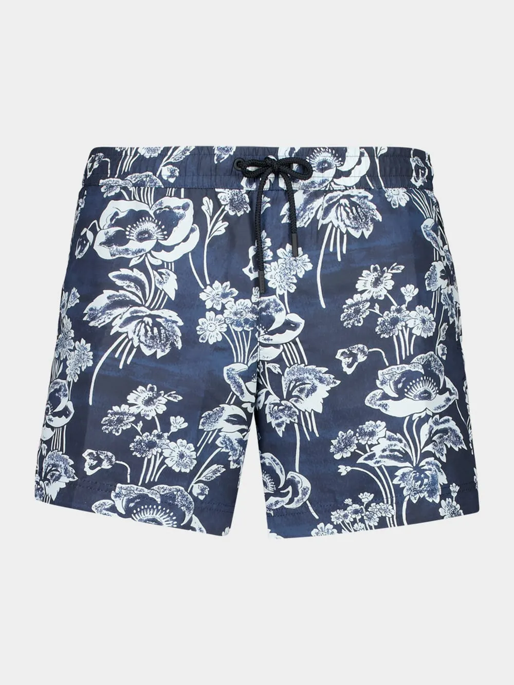 Blue Peony Print Swim Shorts sold by Fashion Clinic