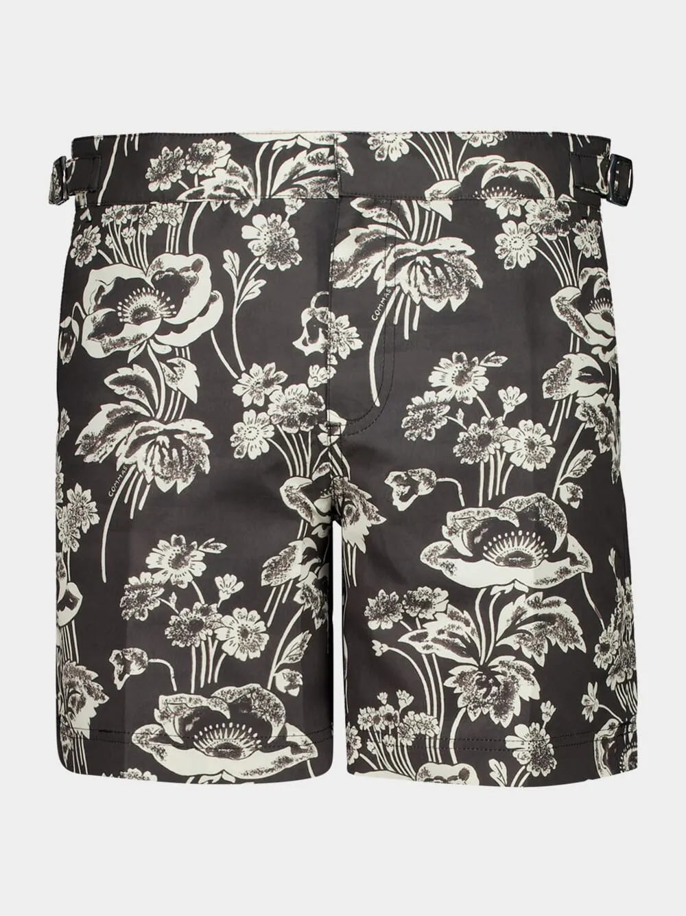 Black Peony Print Swim Shorts sold by Fashion Clinic