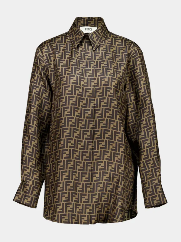 Brown FF Silk Twill Shirt sold by Fashion Clinic