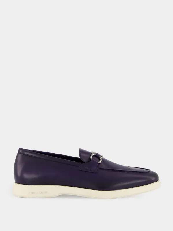 Midnight Blue Calfskin Casual Gancini Loafer sold by Fashion Clinic