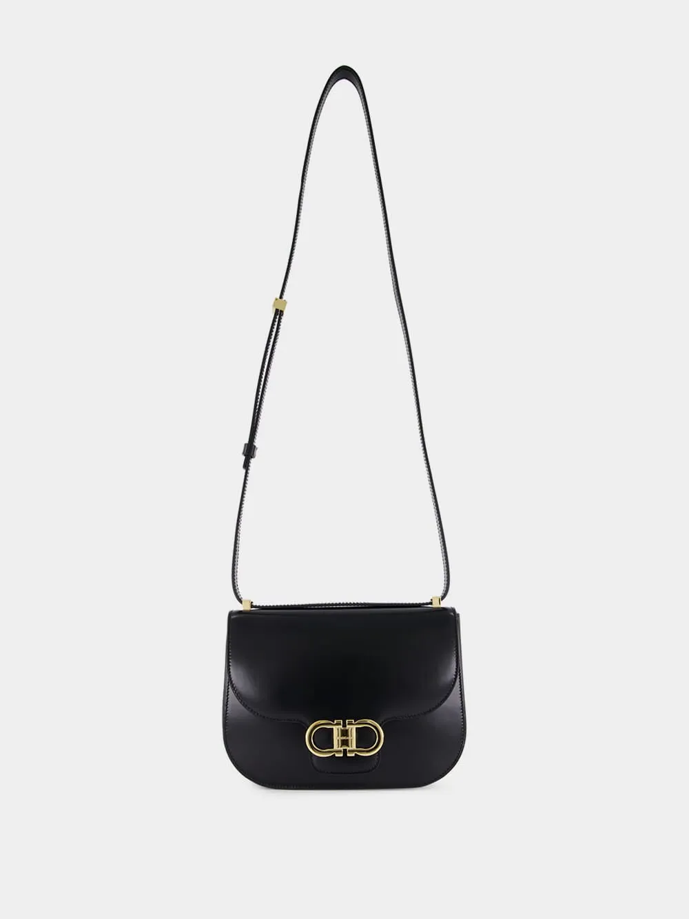 Black Double Gancini North-South Crossbody Bag sold by Fashion Clinic product image thumbnail 2