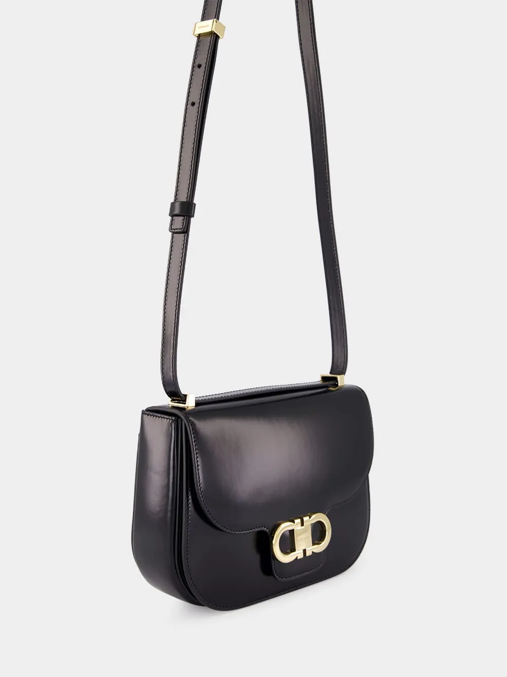 Black Double Gancini North-South Crossbody Bag sold by Fashion Clinic product image thumbnail 3