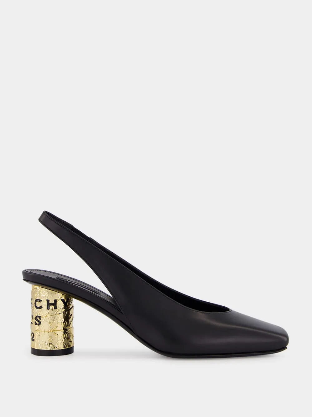Black Leather Tape Slingbacks sold by Fashion Clinic