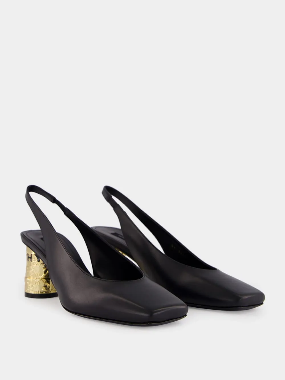 Black Leather Tape Slingbacks sold by Fashion Clinic product image thumbnail 3