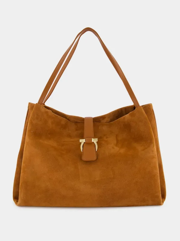 Brown Goatskin Suede Tote Bag sold by Fashion Clinic