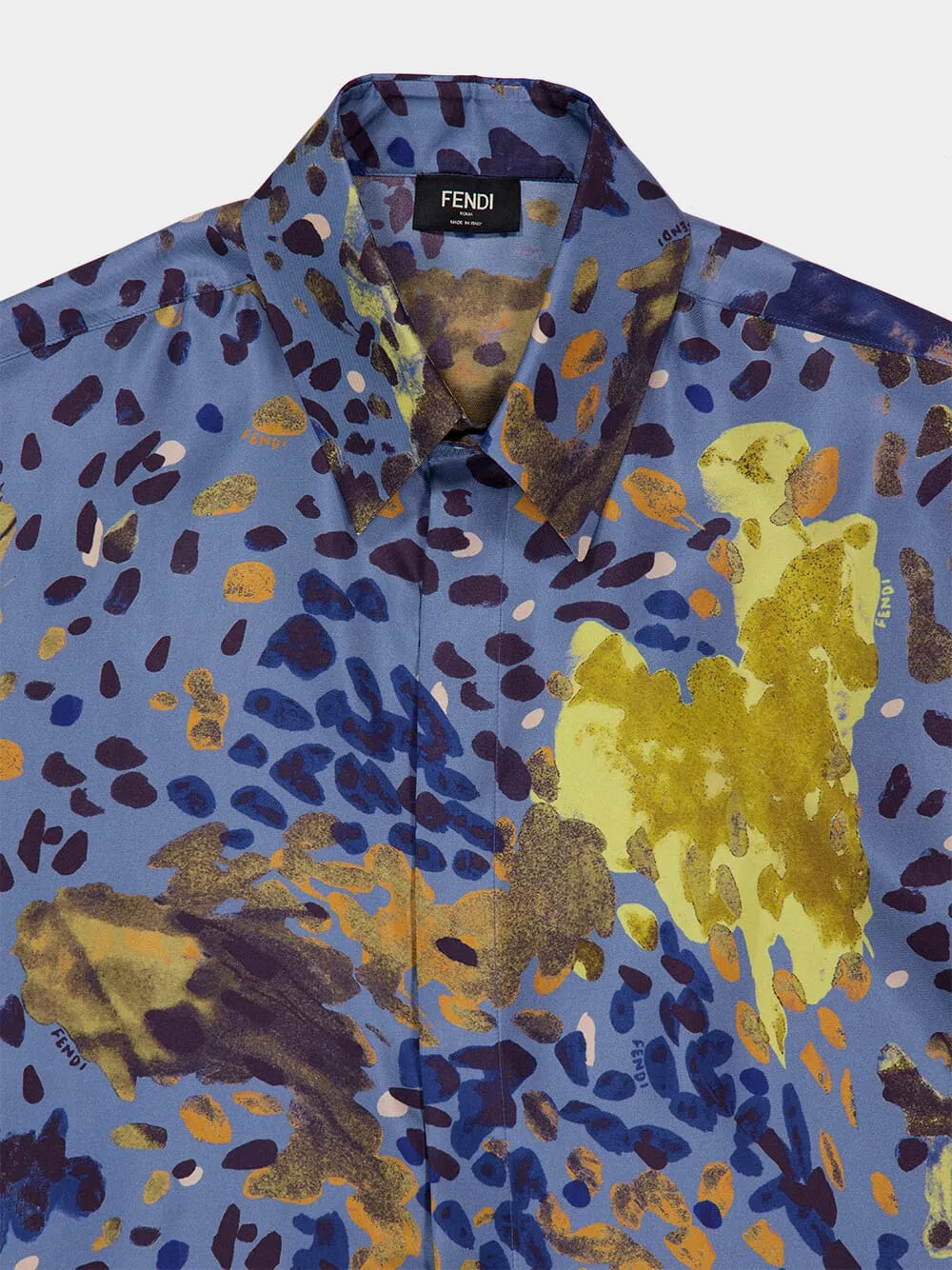 Airforce Blue and Yellow Falena Silk Shirt sold by Fashion Clinic product image thumbnail 3