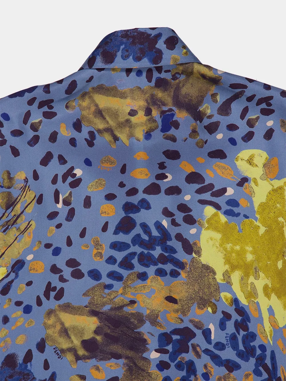 Airforce Blue and Yellow Falena Silk Shirt sold by Fashion Clinic product image thumbnail 4