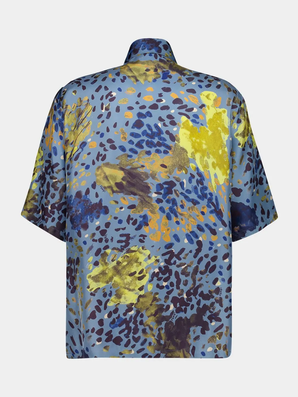 Airforce Blue and Yellow Falena Silk Shirt sold by Fashion Clinic product image thumbnail 2