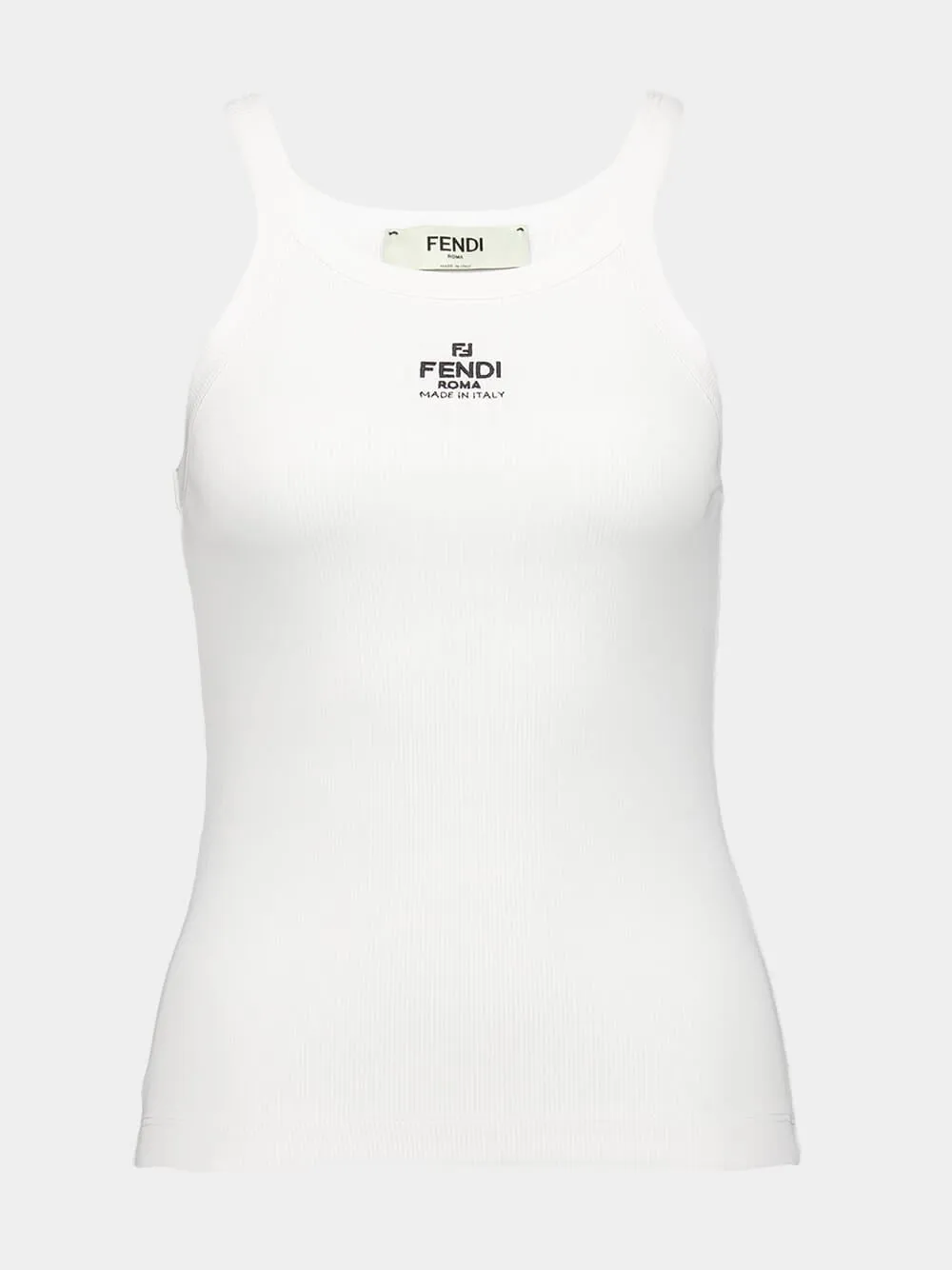 White Ribbed Cotton Logo Top sold by Fashion Clinic