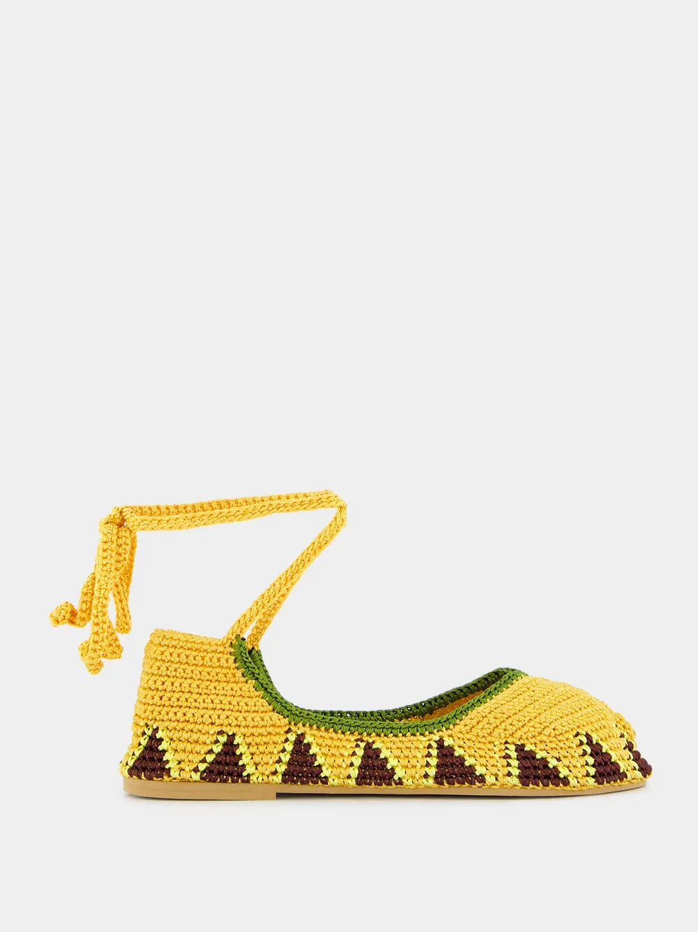 Crochet Flat Ballerinas Kiwi and Yellow sold by Fashion Clinic