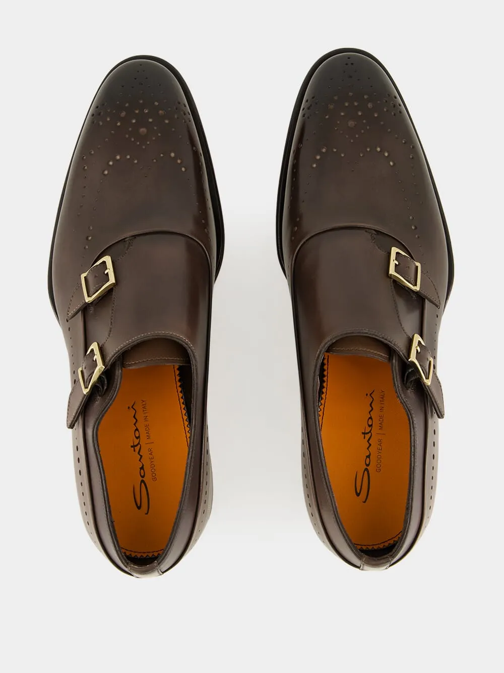 Brown Leather Double-Buckle Brogue Shoe sold by Fashion Clinic product image thumbnail 4