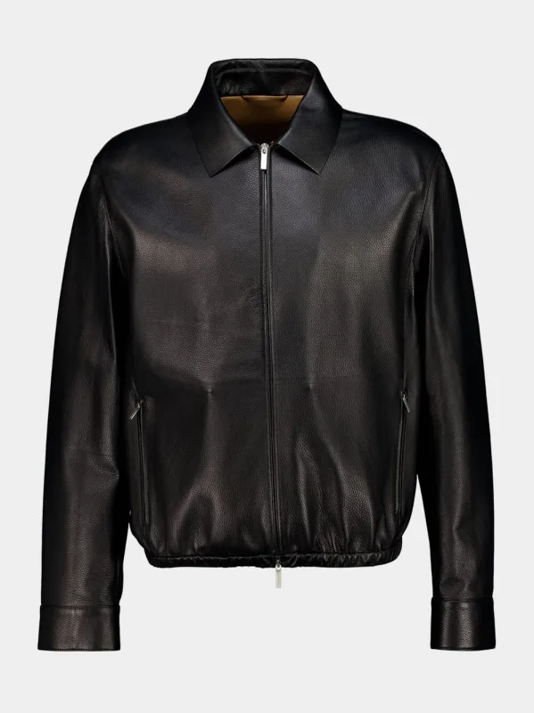 Black Deerskin Bomber Jacket sold by Fashion Clinic