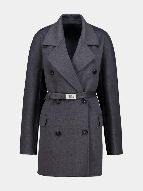 Grey Wool-Cashmere Belted Jacket sold by Fashion Clinic