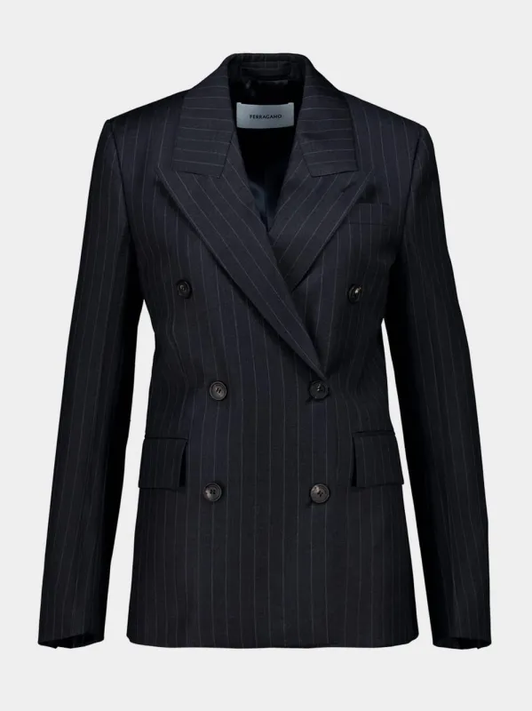Charcoal Pinstripe Wool Blazer sold by Fashion Clinic