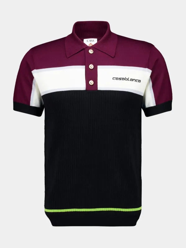 Black Merino Wool Stripe Polo Shirt sold by Fashion Clinic