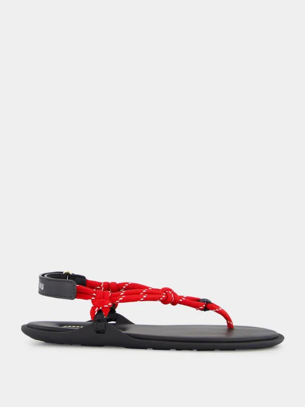 Red Riviere Cord and Leather Sandals made by Miu Miu