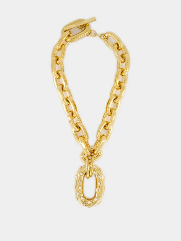 Gold XL Link Necklace with Rhinestones sold by Fashion Clinic