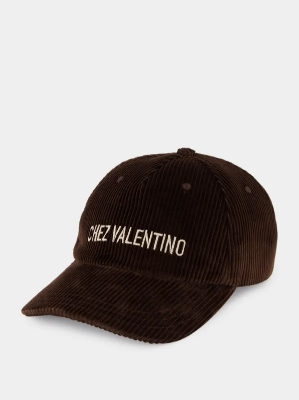 Brown Velvet Embroidered Cap sold by Fashion Clinic