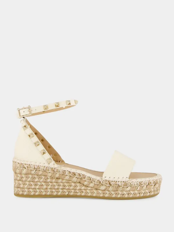 Light Ivory Leather Espadrille Sandals sold by Fashion Clinic