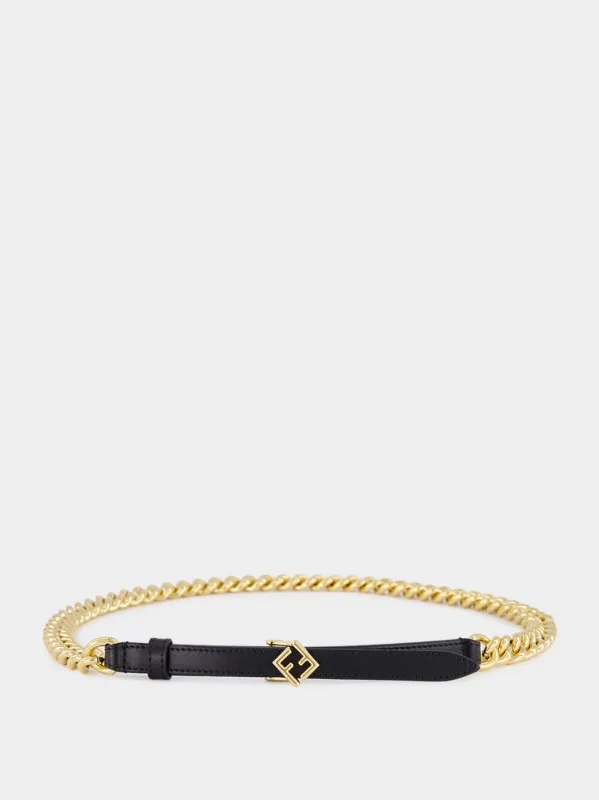 Gold and Black FF Diamonds Chain Belt sold by Fashion Clinic