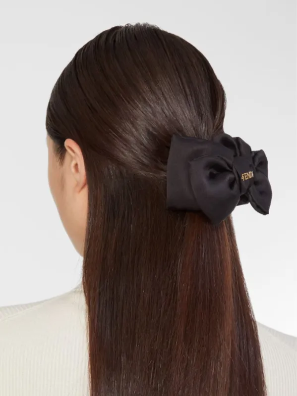 Black Silk Bow Hair Clip made by Fashion Clinic