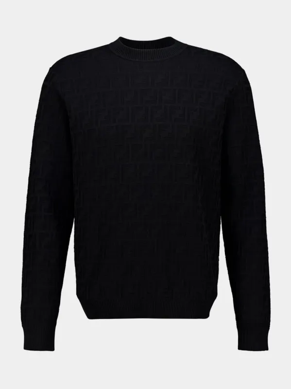 Black FF Zucca Cotton Crewneck Jumper sold by Fashion Clinic