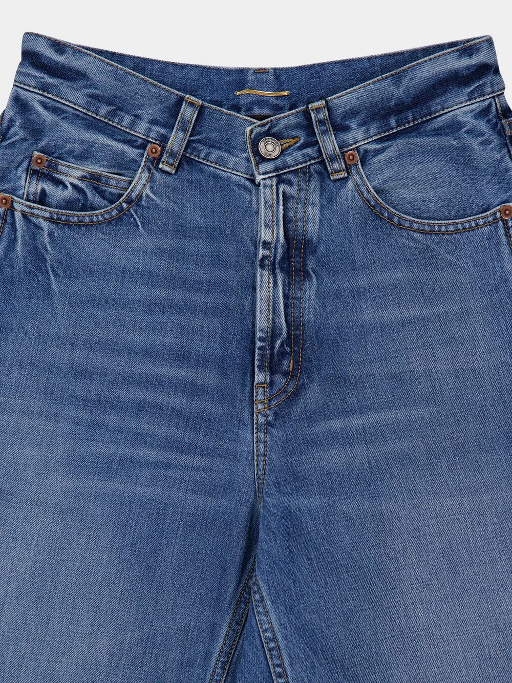 V-Waist Long Baggy Jeans in 50's Blue sold by Fashion Clinic product image thumbnail 3