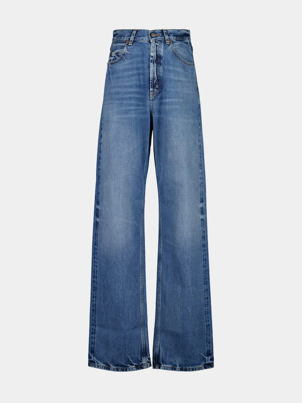 V-Waist Long Baggy Jeans in 50's Blue sold by Fashion Clinic