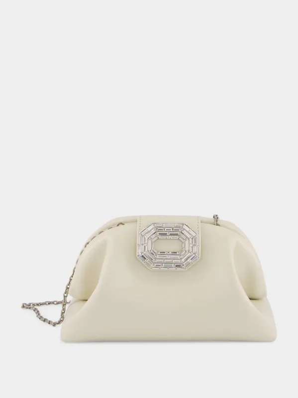 Almond Camelia Pouch in Nappa with Silver Hardware sold by Fashion Clinic