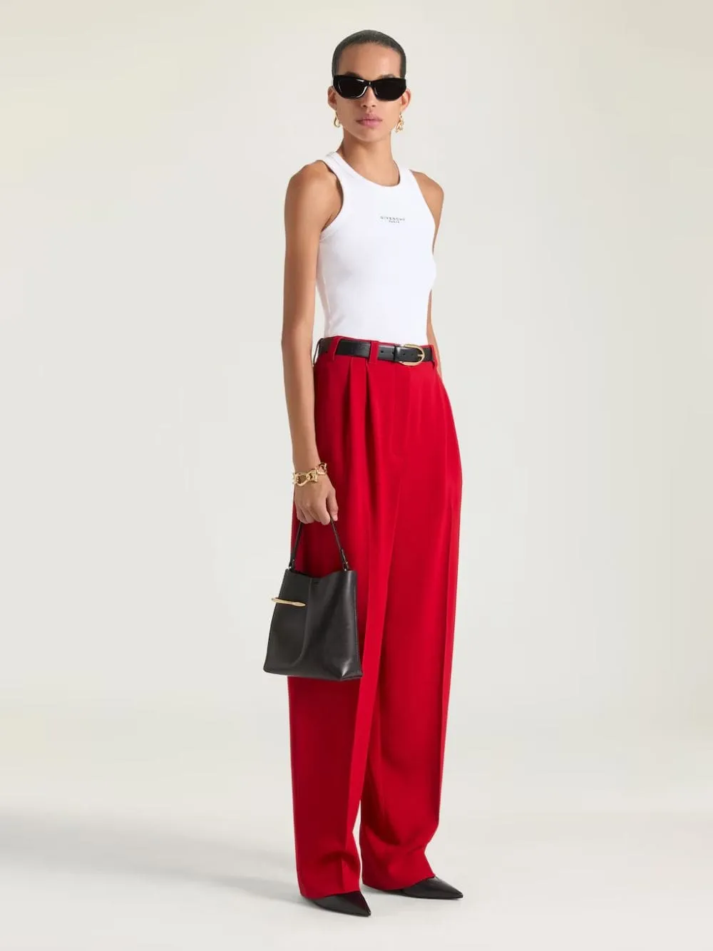 Dark Red Double Pleat Pants in Crepe Cady sold by Fashion Clinic product image thumbnail 2
