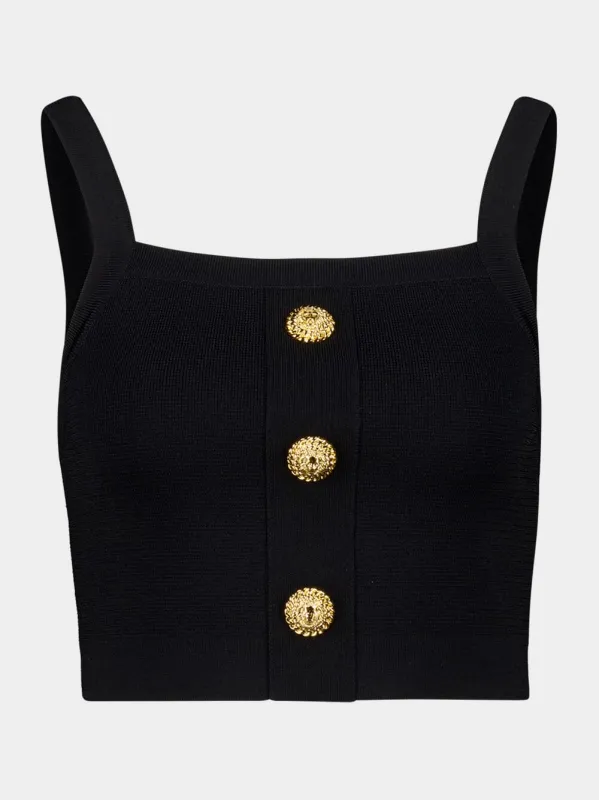 Black Knit Bralette Top with Buttons sold by Fashion Clinic