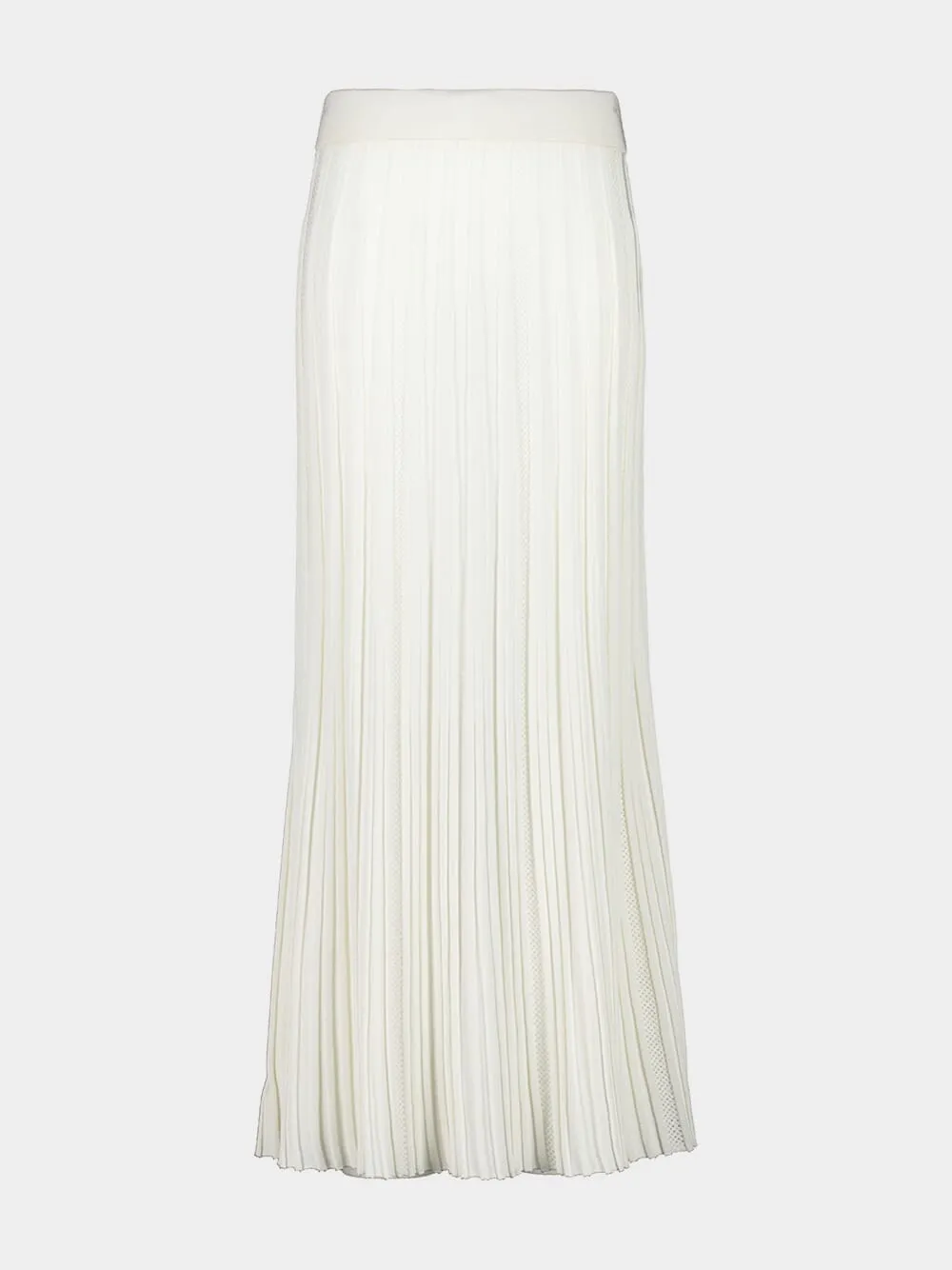 White Maxi Pleated Flechage Knit Skirt sold by Fashion Clinic