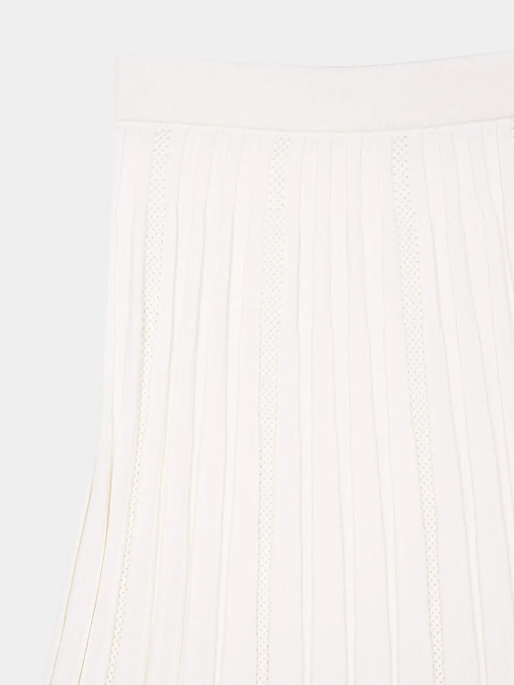 White Maxi Pleated Flechage Knit Skirt sold by Fashion Clinic product image thumbnail 3