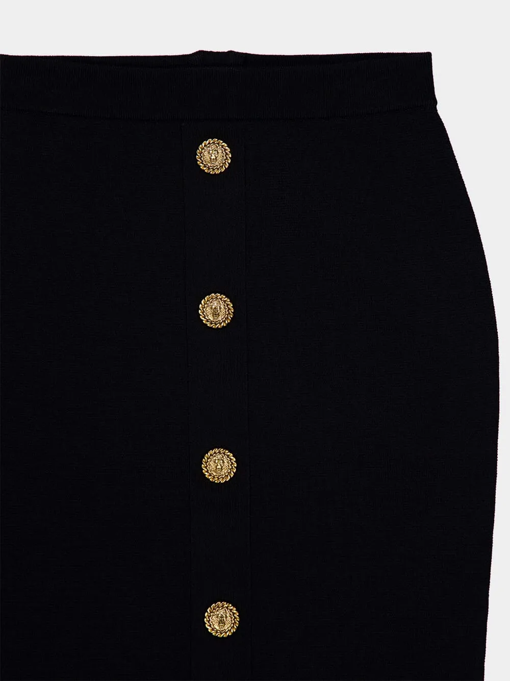 Black Compact Viscose Midi Skirt with Gold Buttons sold by Fashion Clinic product image thumbnail 3