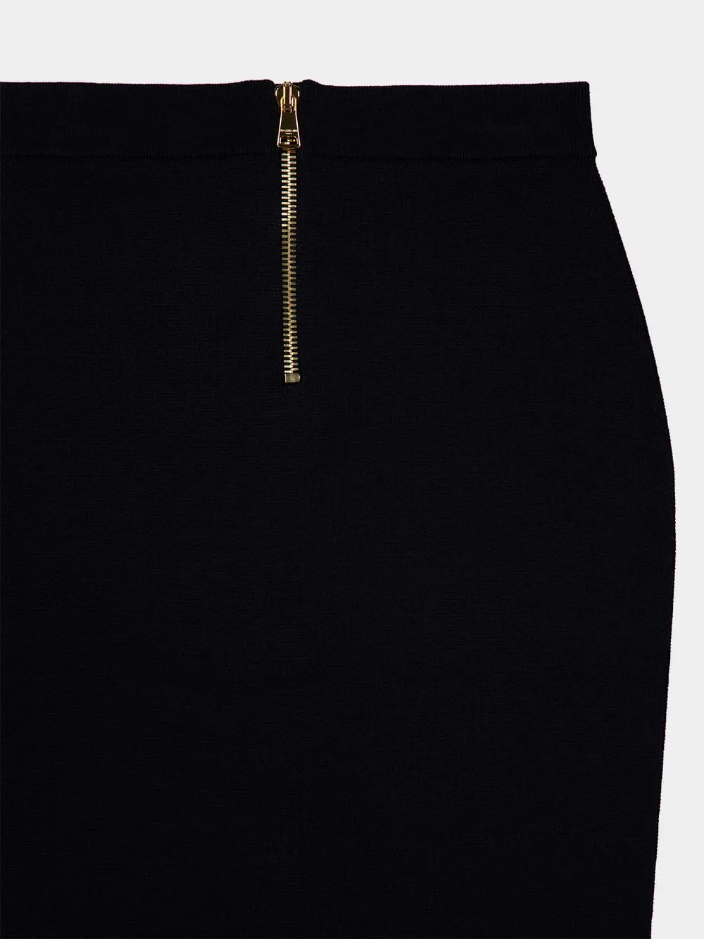 Black Compact Viscose Midi Skirt with Gold Buttons sold by Fashion Clinic product image thumbnail 4