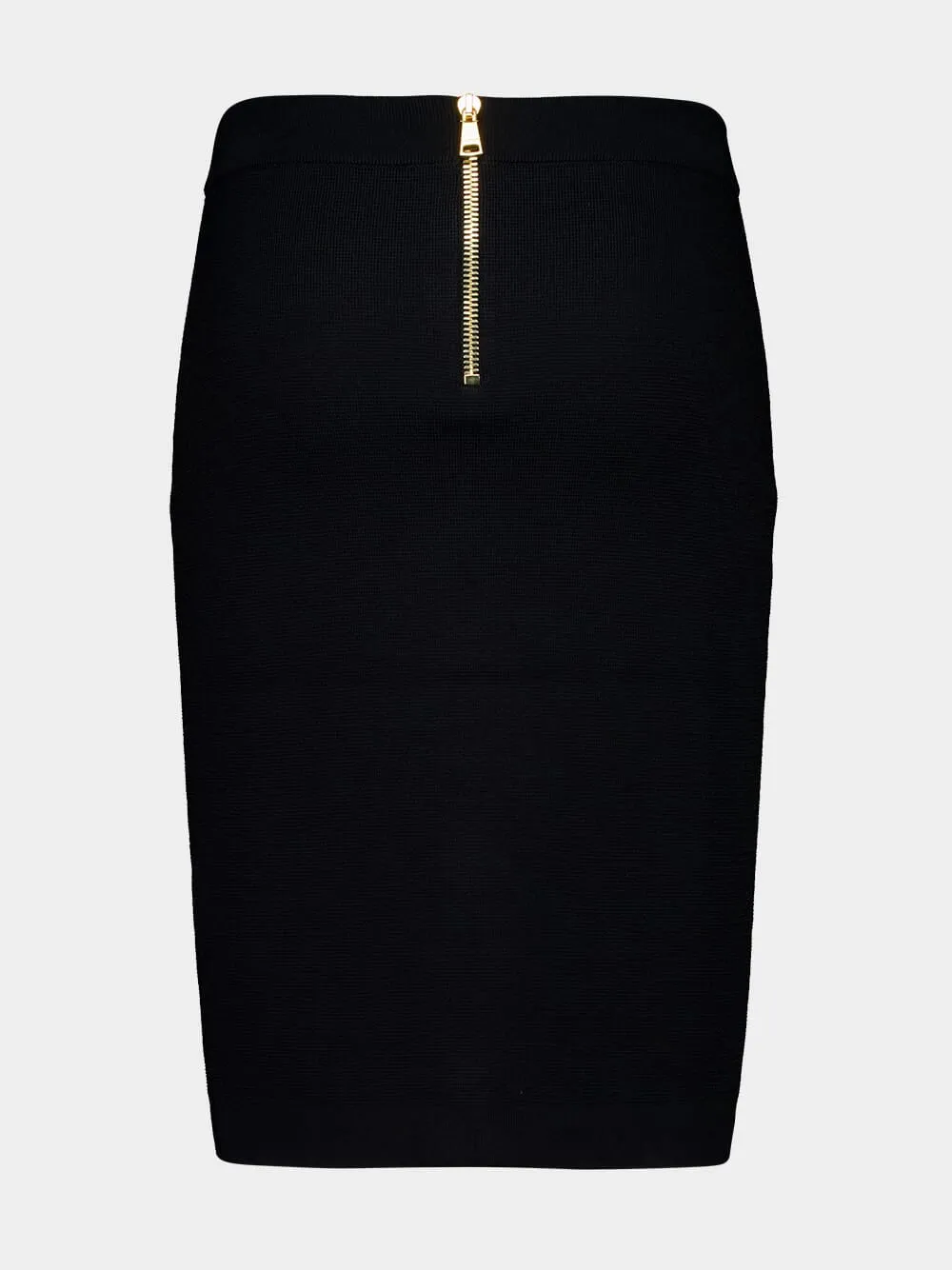 Black Compact Viscose Midi Skirt with Gold Buttons sold by Fashion Clinic product image thumbnail 2