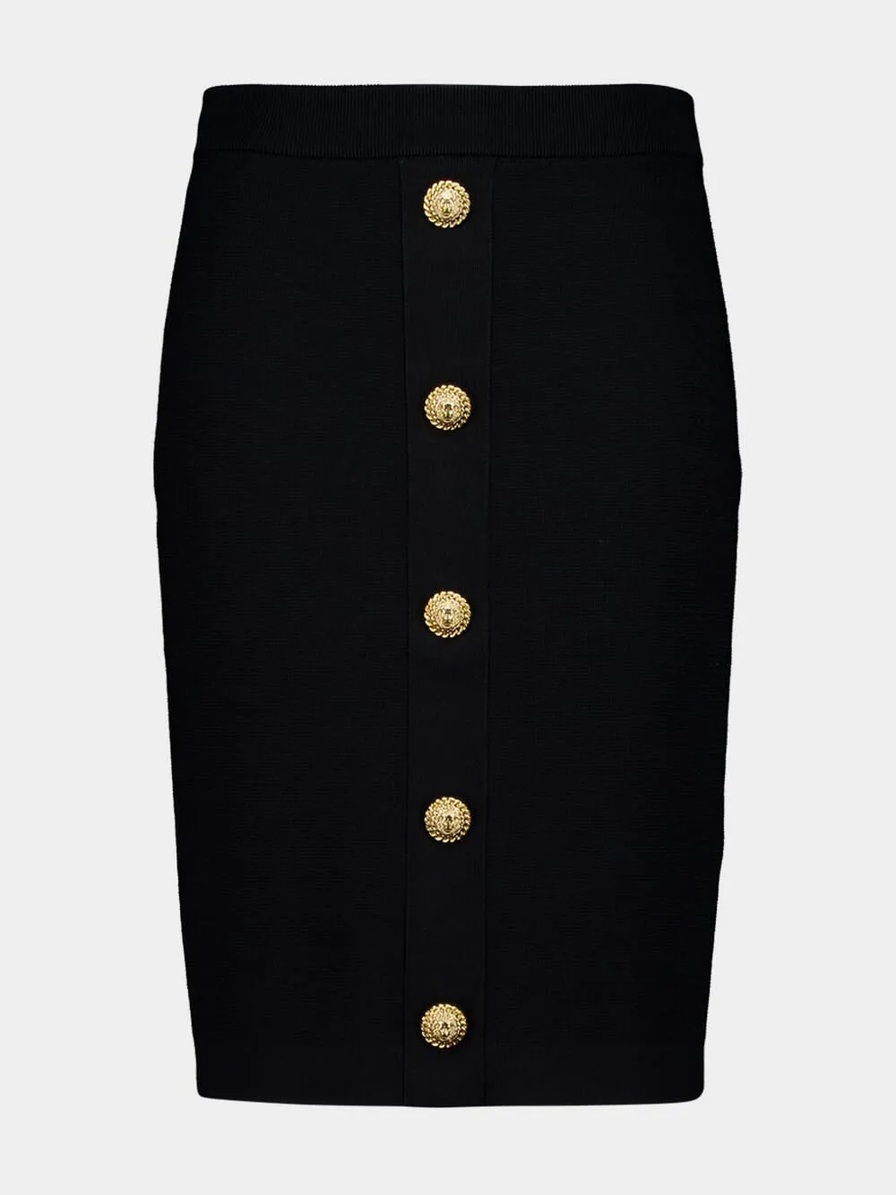Black Compact Viscose Midi Skirt with Gold Buttons sold by Fashion Clinic