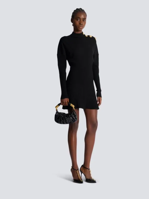 Black Short Flared Knit Dress sold by Fashion Clinic
