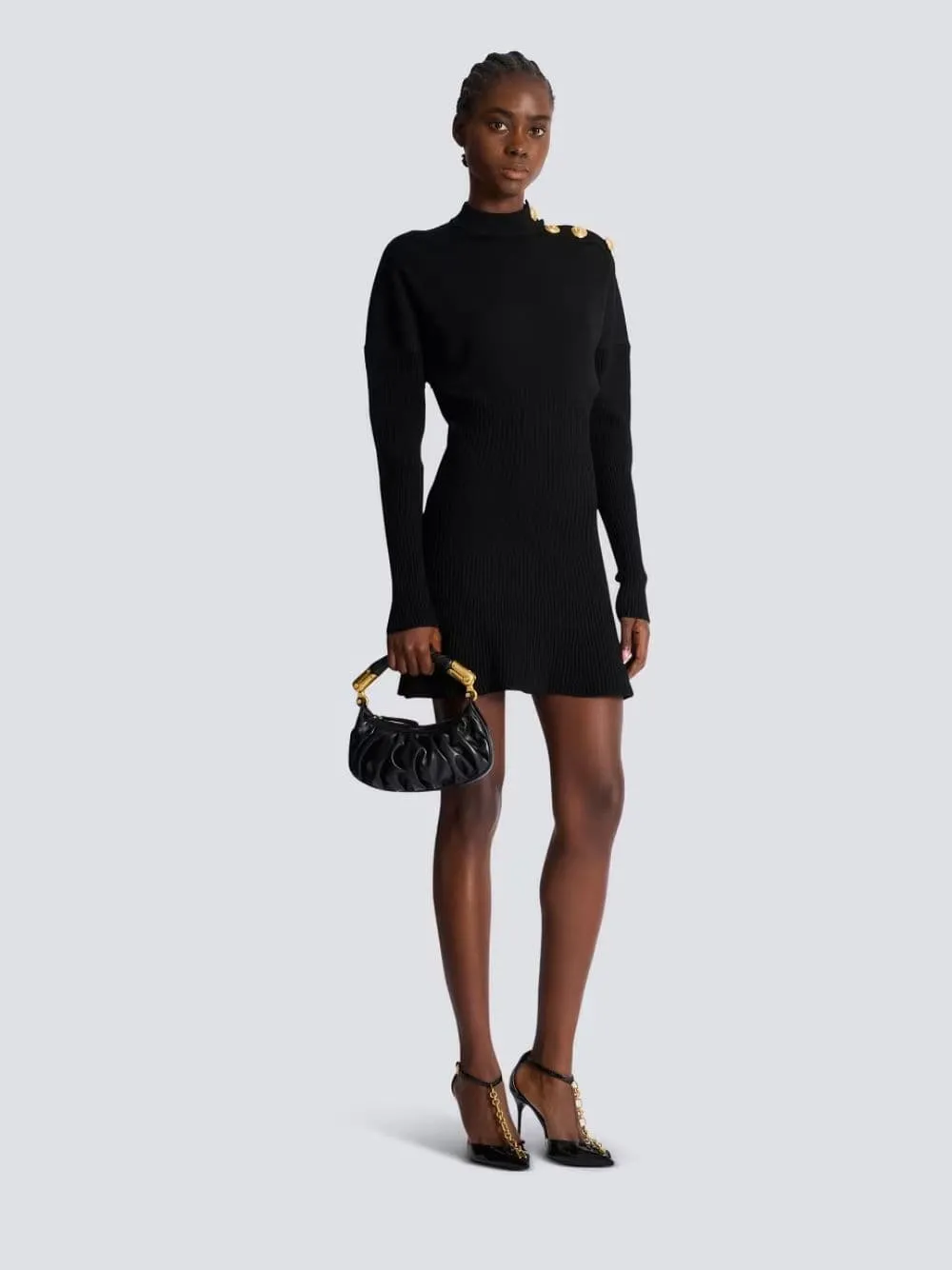 Black Short Flared Knit Dress sold by Fashion Clinic