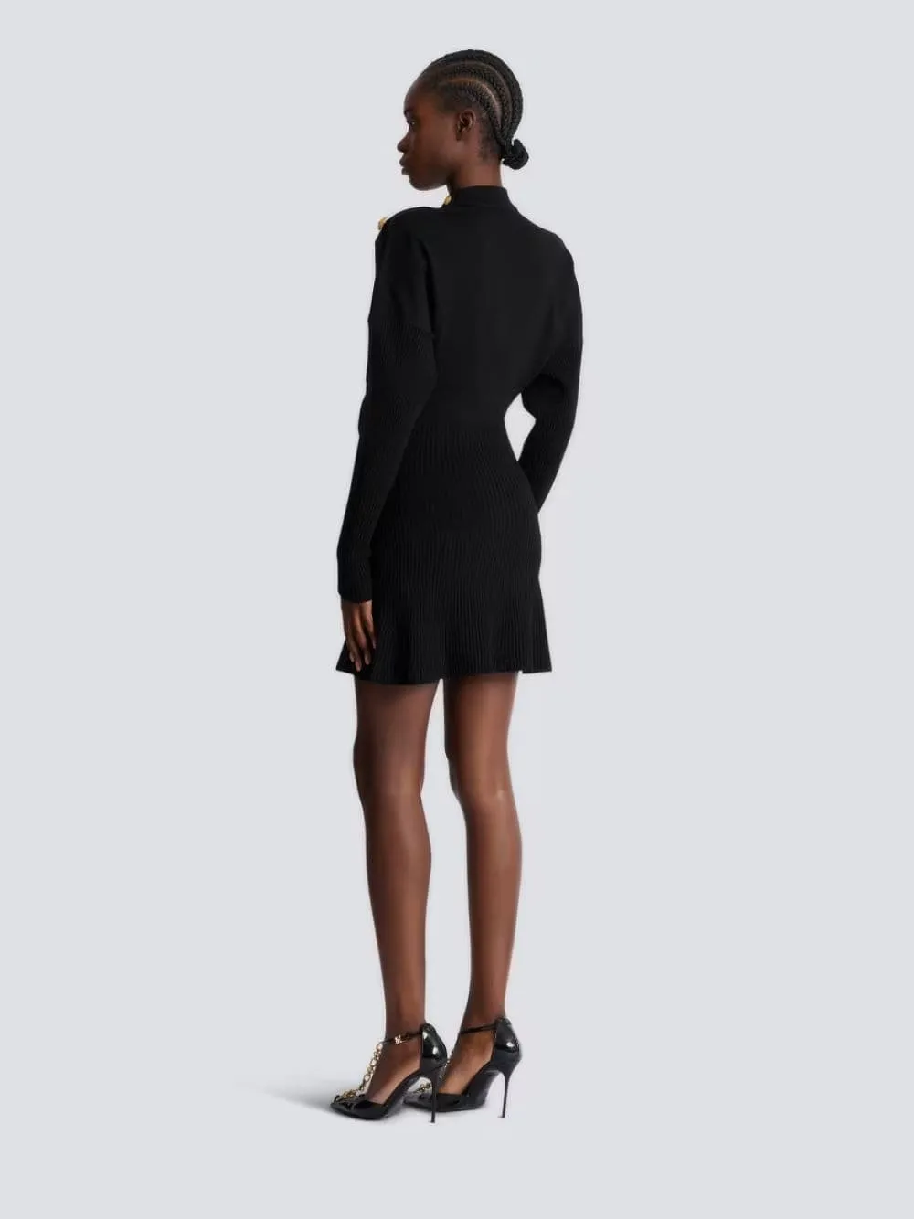 Black Short Flared Knit Dress sold by Fashion Clinic product image thumbnail 3