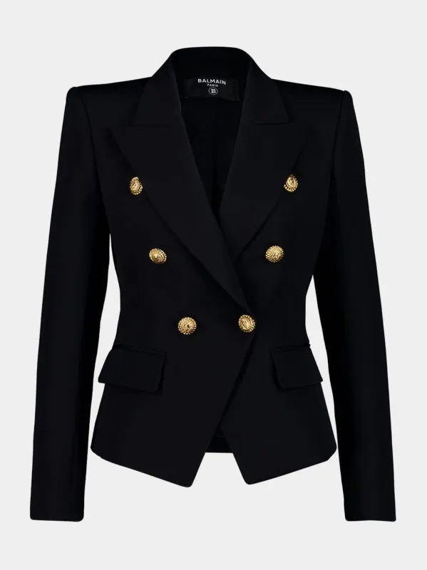 Black Virgin Wool 6-Button Jacket made by Balmain