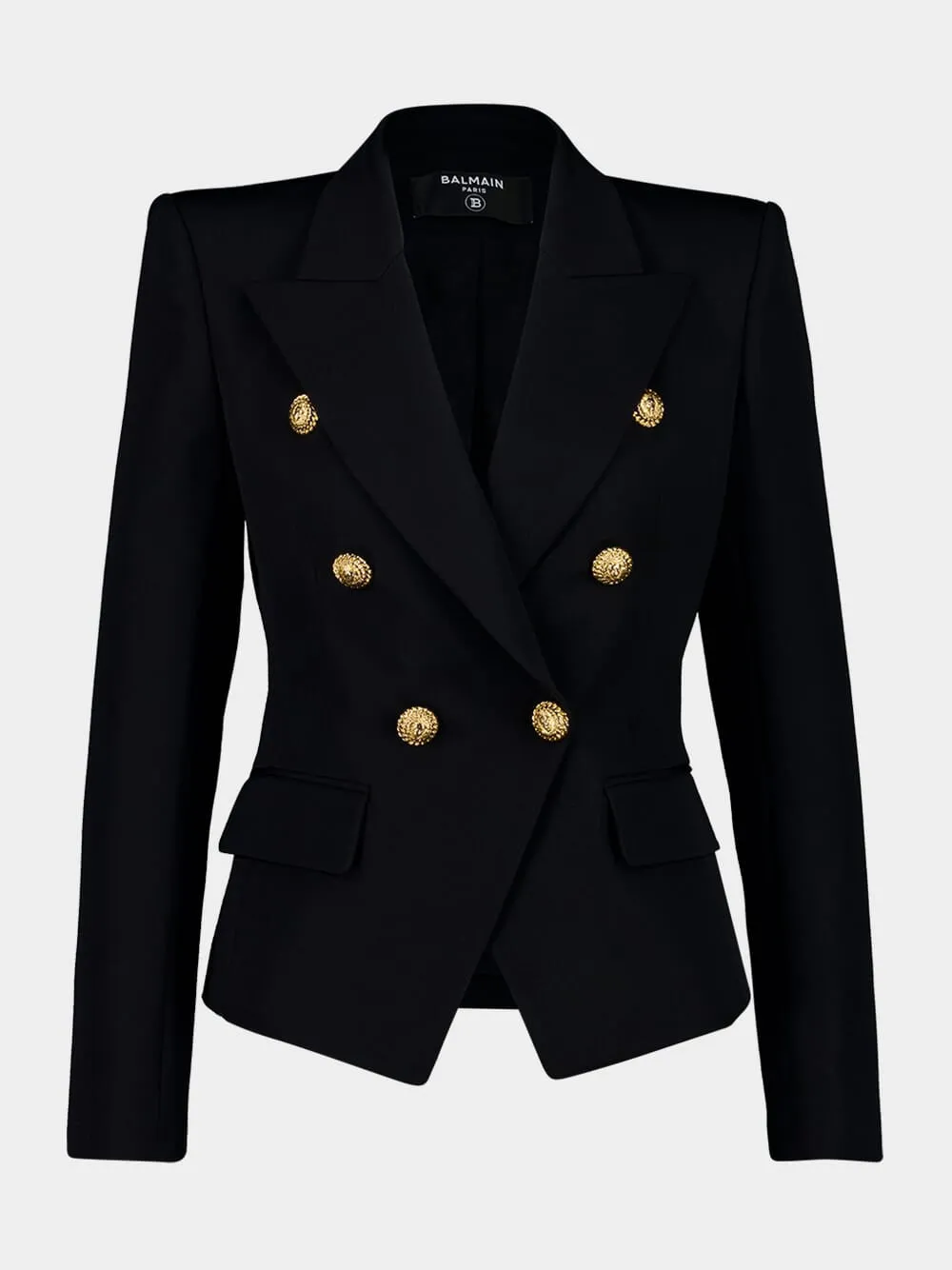 Black Virgin Wool 6-Button Jacket sold by Fashion Clinic