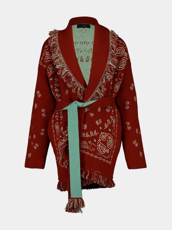 Harissa-New Sage Bandana Jacquard Cardigan sold by Fashion Clinic