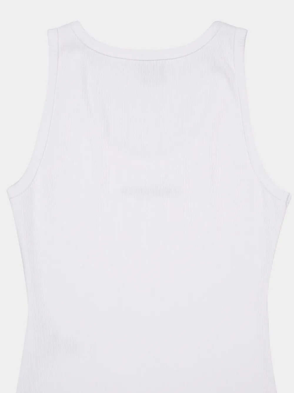 White Ribbed Cotton Tank Top sold by Fashion Clinic product image thumbnail 4