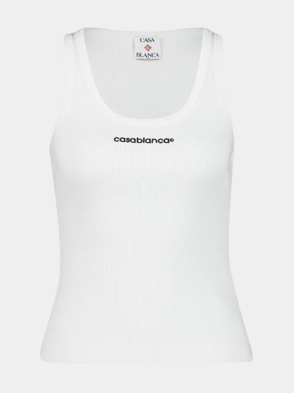 White Ribbed Cotton Tank Top sold by Fashion Clinic