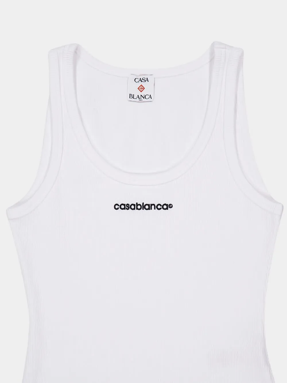 White Ribbed Cotton Tank Top sold by Fashion Clinic product image thumbnail 3
