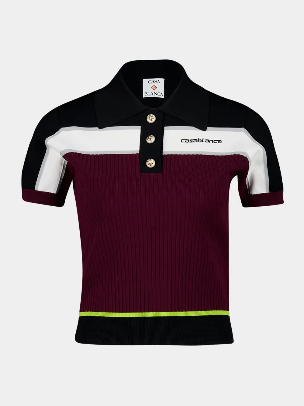 Burgundy Striped Short Sleeve Polo Shirt sold by Fashion Clinic product image thumbnail 2